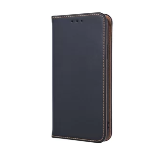 Telefontok Xiaomi Redmi Note 12 Pro 5G - Eredeti bőr Smart fekete mágneses szilikon keretes könyvtok