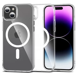Telefontok iPhone 15 - Tech-Protect Flexair Hybrid - MagSafe kompatibilis átlátszó műanyag hátlap tok, szilikon kerettel