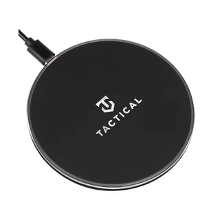 Telefon töltő: Tactical Base Plug Wireless - fekete vezeték nélküli (Wireless) töltő 2A + fekete USB/Type-C kábel, 1m