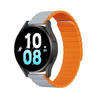Samsung Galaxy Watch 5 / 5 Pro (40 / 44 / 45 mm) okosóra szíj - Dux Ducis - szürke/narancssárga mágneses szíj (szíj szélesség: 20 mm)