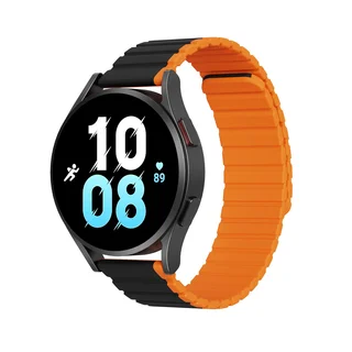 Samsung Galaxy Watch 3 (41 mm) okosóra szíj - Dux Ducis - fekete/narancssárga mágneses szíj (szíj szélesség: 20 mm)