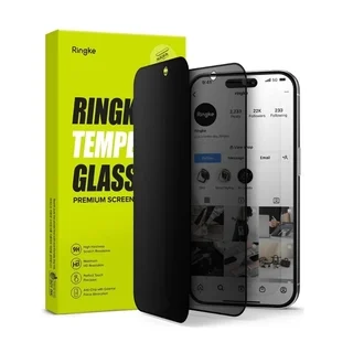 Üvegfólia iPhone 15 Pro Max - Ringke - betekintésvédő üvegfólia fekete kerettel (1db)