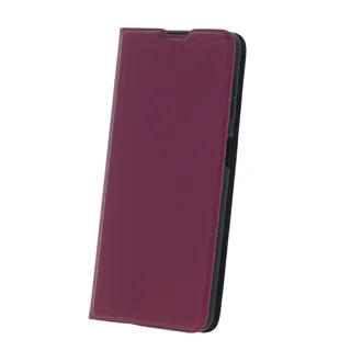 Telefontok Xiaomi Redmi 12 - Smart Skin burgundy mágneses flipcover tok