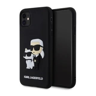 Telefontok iPhone 11 - Karl Lagerfeld - Karl & Choupette - hátlap tok, fekete