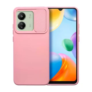 Telefontok Xiaomi Poco C65 - Slider csúsztatható kameravédős pink szilikon hátlap tok