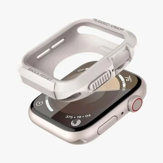 Apple Watch 4 / 5 / 6 / 7 / 8 / 9 / SE (44 / 45 mm) okosóra tok - SPIGEN RUGGED ARMOR bézs szilikon tok