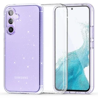 Telefontok Samsung Galaxy S23 FE 5G - Tech-Protect Glitter átlátszó csillámos műanyag hátlap tok, szilikon kerettel