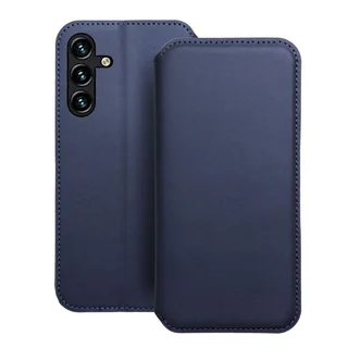 Telefontok Samsung Galaxy A15 4G / 5G - Dual Pocket - kék mágneses átlátszó szilikon keretes könyvtok