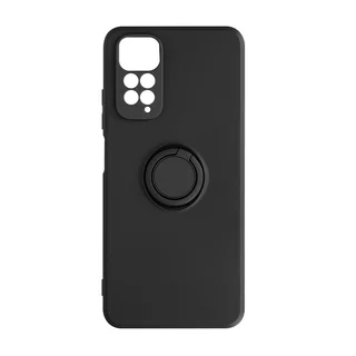 Telefontok Xiaomi Redmi Note 11S - Grip fekete szilikon tok, kitámasztó ujjgyűrűvel