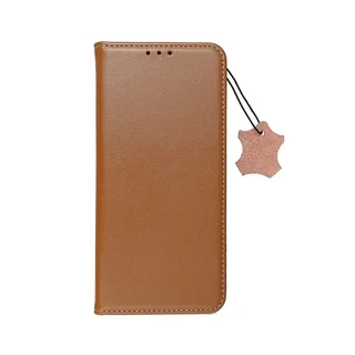 Telefontok Xiaomi Redmi Note 13 Pro 5G - Eredeti bőr Smart barna mágneses szilikon keretes könyvtok