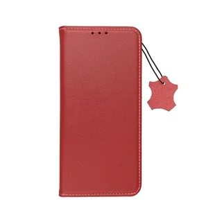 Telefontok Xiaomi Redmi Note 13 Pro 5G - Eredeti bőr Smart piros mágneses szilikon keretes könyvtok