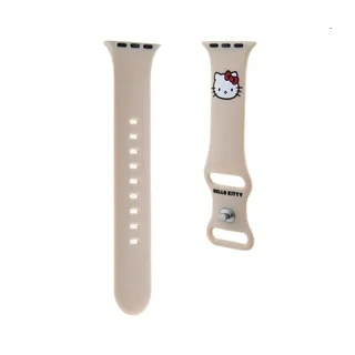 Apple Watch Series 1/2/3 (38-40-41mm) okosóra szíj - Hello Kitty - bézs szilikon szíj