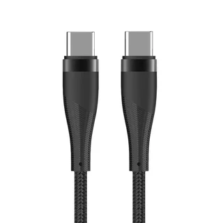 Kábel: Maxlife MXUC-08 - Type-C (USB-C) / Type-C (USB-C) fekete szövet kábel 1m, 100W