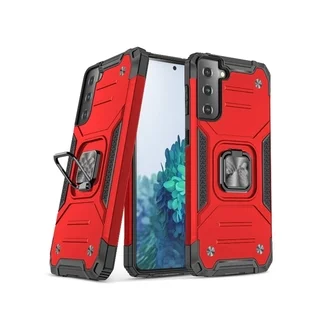 Telefontok Samsung Galaxy S22 - Nitro Ring Armor - piros gyűrűs, kitámasztható, ütésálló műanyag hátlaptok