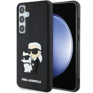 Telefontok Samsung Galaxy S24 - Karl Lagerfeld Saffiano Karl and Choupette - fekete műanyag hátlap tok