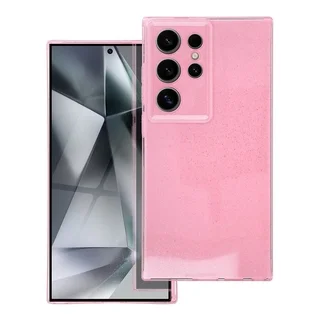 Telefontok Samsung Galaxy S24 Ultra - Glitter - pink csillámos műanyag hátlap tok, szilikon kerettel