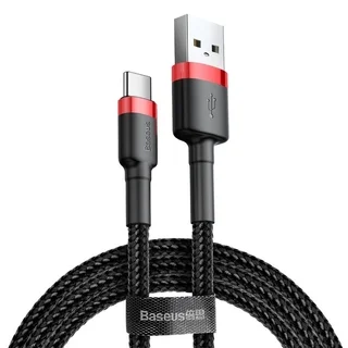 BASEUS Cafule - USB / Type-C (USB-C) fekete szövet kábel 2A, 3m 
