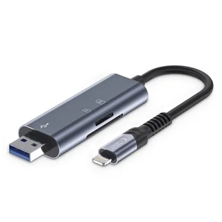 Adapter: Tech- Protect Ultraboost - kártyaolvasó USB / Lightning / SD / MicroSD portokkal