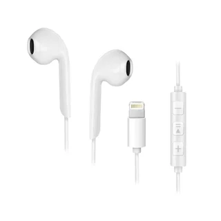 Headset: Forcell HR-ME25 - stereo fehér headset - Lightning-iPhone csatlakozóval