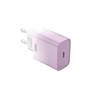Telefon töltő: XO CE18 - Type-C (USB-C) fehér/lila hálózati töltőfej, 30W