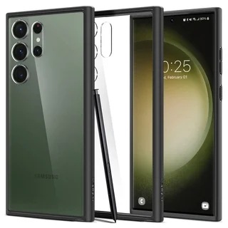 Telefontok Samsung Galaxy S23 Ultra - Spigen Matt Fekete / Átlátszó tok