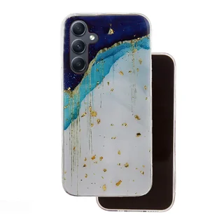 Telefontok Samsung Galaxy A55 5G - Gold Glam Iceberg - mintás műanyag hátlap tok, szilikon kerettel