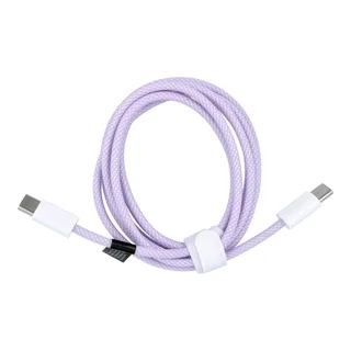 Kábel: Univerzális - Type-C (USB-C) / Type-C (USB-C) lila szövet kábel 1,5m, 60W