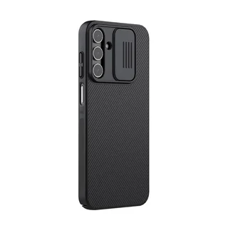 Samsung Galaxy A15 4G / 5G telefontok - Nillkin csúsztatható kameravédős fekete hátlap tok