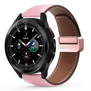 Huawei Watch GT / GT2 / GT2 Pro (46 mm) okosóra szíj - Dux Ducis YA - pink bőr szíj (22 mm)