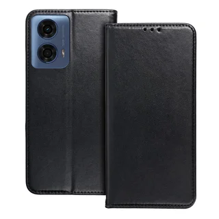 Telefontok Motorola Moto E14 - Smart Magnetic fekete szilikon keretes mágneses könyvtok