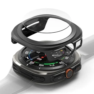 Ringke Slim fekete műanyag védő keret + üvegfólia - Samsung Galaxy Watch Ultra 2024 / 2025 (47mm) okosórához ﻿