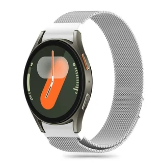 Samsung Galaxy Watch 4 (40 / 42 / 44 / 46 mm) - TECH-PROTECT Milaneseband ”2” - mágneses ezüst fémszíj (20 mm szíj szélesség)