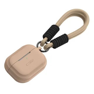 Tech- Protect - AirPods Pro 1 tartó - világosbarna szilikon tok, pánttal