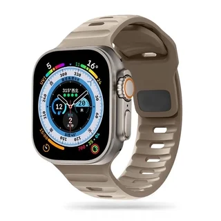 Apple Watch 6/7/8/9/10/SE/ULTRA 1/2 (44 / 45 / 46 / 49 mm) okosóra szíj - Tech- Protect IconBand Line - bézs szilikon szíj