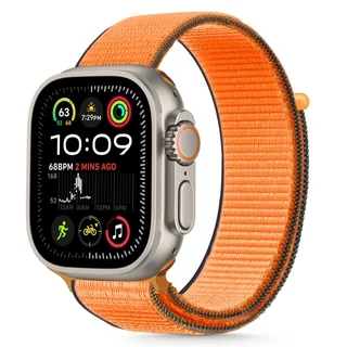 Apple Watch 6/7/8/9/10/SE/ULTRA 1/2 (44 / 45 / 46 / 49 MM) okosóra szíj - Tech- Protect Nylon - narancssárga szövet szíj