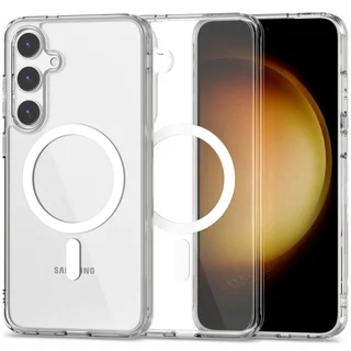 Telefontok Samsung Galaxy S24 FE - Tech-Protect Flexair Hybrid - MagSafe kompatibilis átlátszó műanyag hátlap tok, szilikon kerettel
