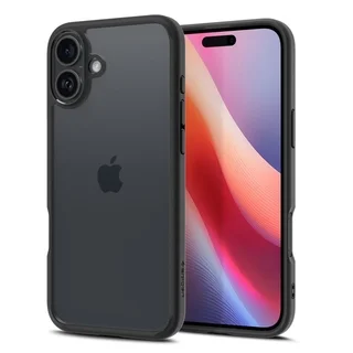 Telefontok iPhone 16 - SPIGEN ULTRA HYBRID - átlátszó/fekete szilikon tok