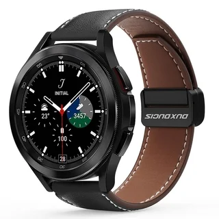 Samsung Galaxy Watch 5 / 5 Pro (40 / 44 / 45 mm) okosóra szíj - Dux Ducis YA - fekete bőr szíj (20 mm)