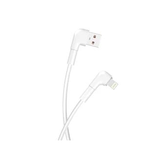 Maxlife MXUC-09 kábel - USB / Lightning fehér kábel 1m (90 fokban elfordított csatlakozó végekkel) 2,4A