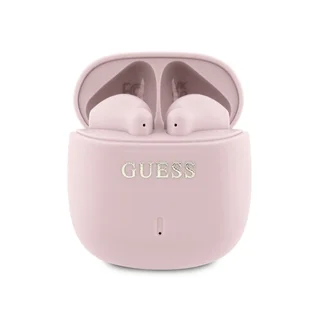 Guess Classic Logo TWS headset - pink vezeték nélküli stereo bluetooth headset, töltőtokkal