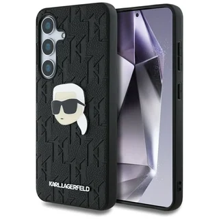 Samsung Galaxy S25+ (S25 Plus) telefontok - Karl Lagerfeld Monogram K. Head Pin - fekete hátlap tok