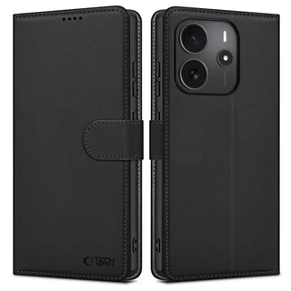 Xiaomi Redmi Note 14 5G telefontok - Tech- Protect Wallet - fekete bőr könyvtok, ráhajtófüllel ﻿