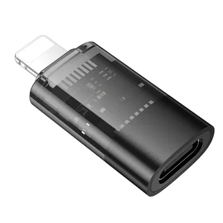 Hoco UA36A adapter - Lightning / Type-C (USB-C) - OTG adapter, átlátszó/fekete ﻿