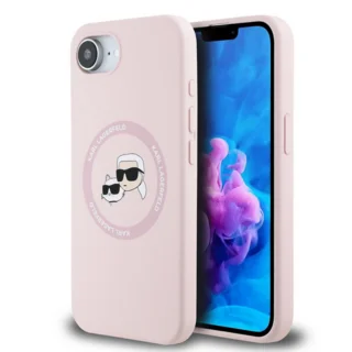 Telefontok iPhone 16e - Karl Lagerfeld és Choupette - MagSafe kompatibilis pink hátlap tok