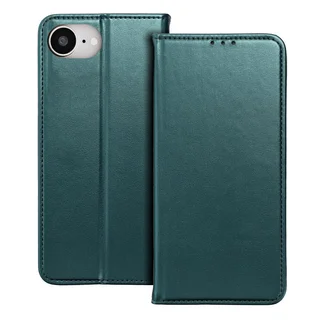 iPhone 16e telefontok - Smart Magnetic zöld szilikon keretes mágneses könyvtok