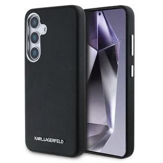 Samsung Galaxy S25+ (S25 Plus) telefontok - Karl Lagerfeld Saffiano Metal Logo - fekete hátlap tok