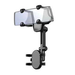 Univerzális, visszapillantó tükörre helyezhető, állítható, telefonttartó - fekete