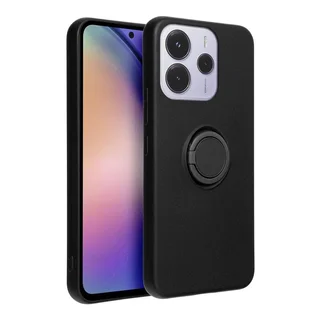 Telefontok Xiaomi Redmi Note 14 5G - Grip fekete szilikon tok, kitámasztó ujjgyűrűvel