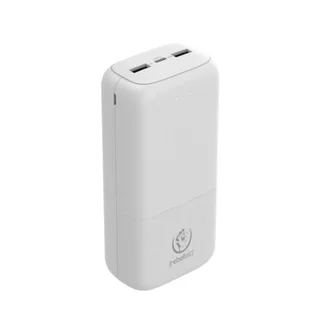 Powerbank: Rebeltec P30 - 2XUSB / Type-C (USB-C) 30000 mAh, fehér powerbank, LED kijelzővel