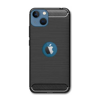 Telefontok iPhone 14 - Forcell CARBON - fekete szilikon hátlap tok (Apple logónál kivágással)